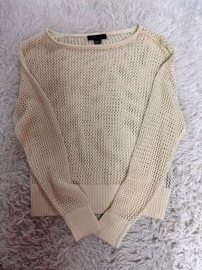 Millau Open-Weave Scoopneck Sweater in Cream